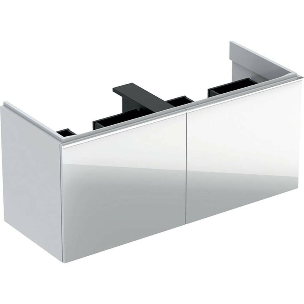 Geberit Acanto alsó szekrény duplamosdóhoz, 2 fiók, bűzzár, 119x53.5x47.6 cm, magasfényű fehér (500.613.01.2)