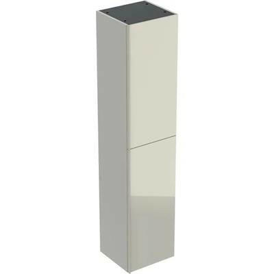 Geberit Acanto magas szekrény, 2 ajtó, 38x173x36, matt lakkozott homokszürke/fényes homokszürke üveg (500.619.JL.2)