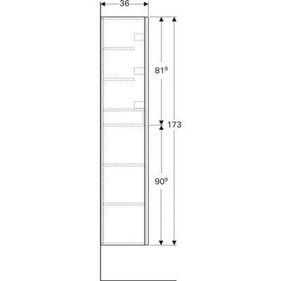 Geberit Acanto magas szekrény, 2 ajtó, 38x173x36, matt lakkozott homokszürke/fényes homokszürke üveg (500.619.JL.2)