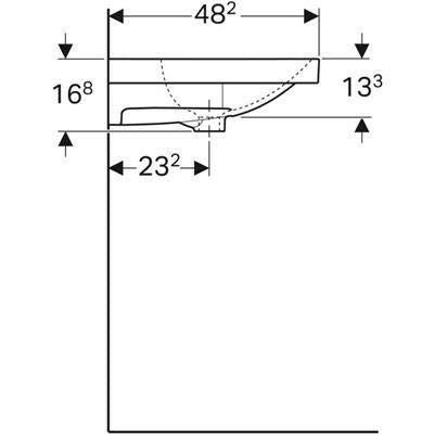 Geberit Acanto mosdó pakolófelülettel, EFF1 rögzítés, 90x16.8x48.2cm, csaplyuk középen, túlfolyóval-3