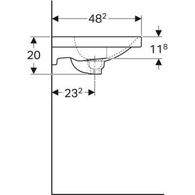Geberit Acanto mosdó rejtett túlfolyóval, tároló felülettel és lefolyótakaróval 750x482 ( 500.630.01.2 )