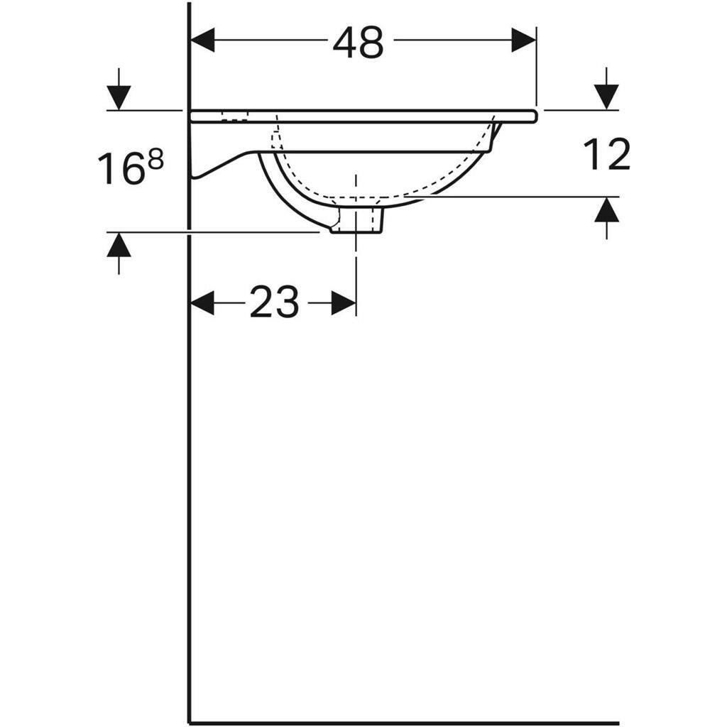 Geberit Acanto mosdó középen csaplyukkal és túlfolyóval, 60x16,8x48 cm (500.640.01.2)