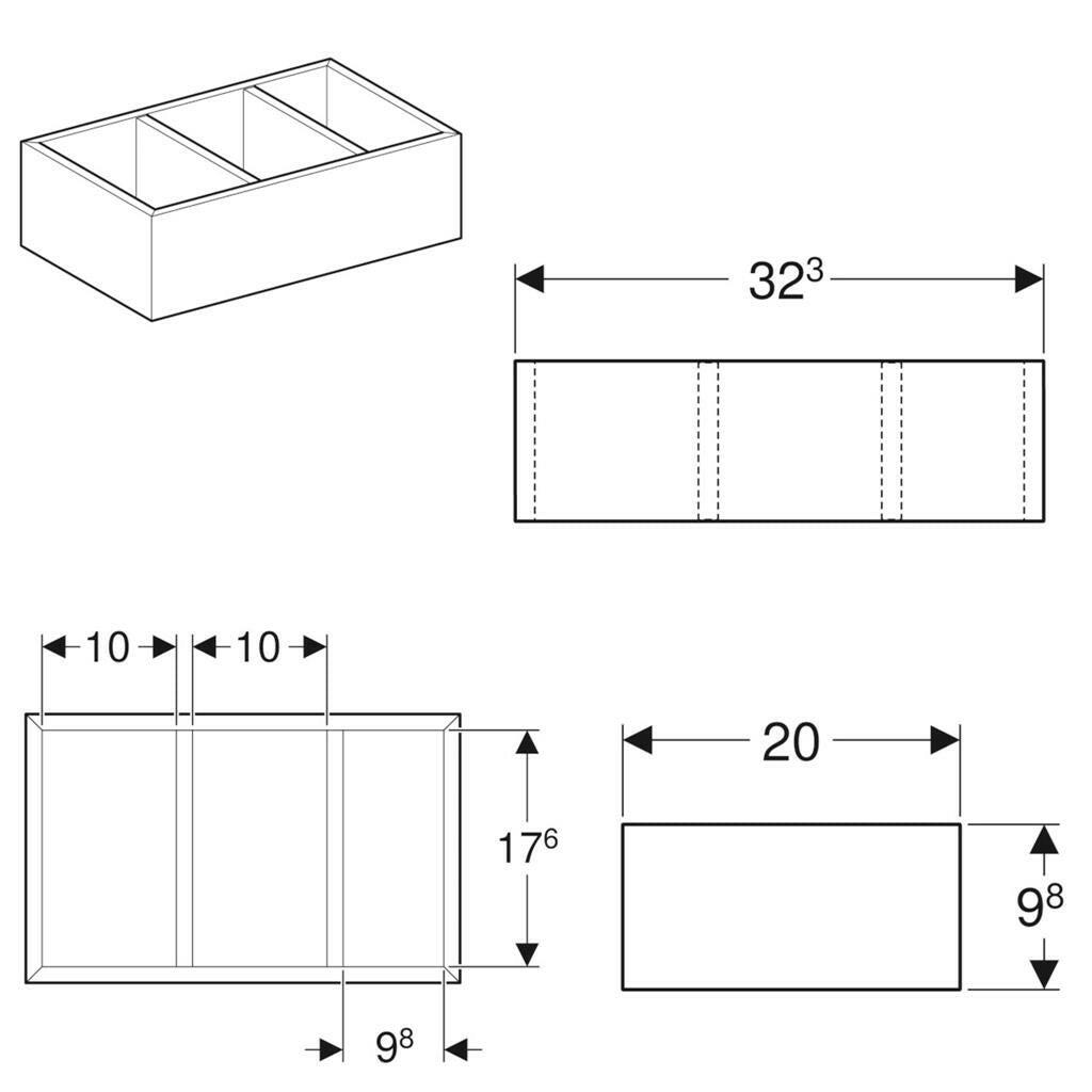 Geberit Smyle Square fiókbetét, H osztású, 32,3x9,8x20cm-1