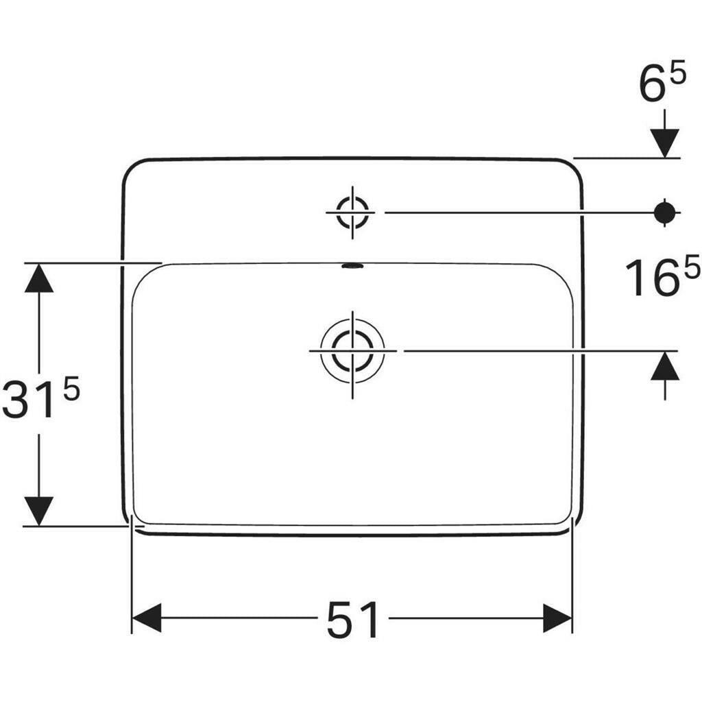 Geberit VariForm beépített mosdó 55x45cm szögletes-1