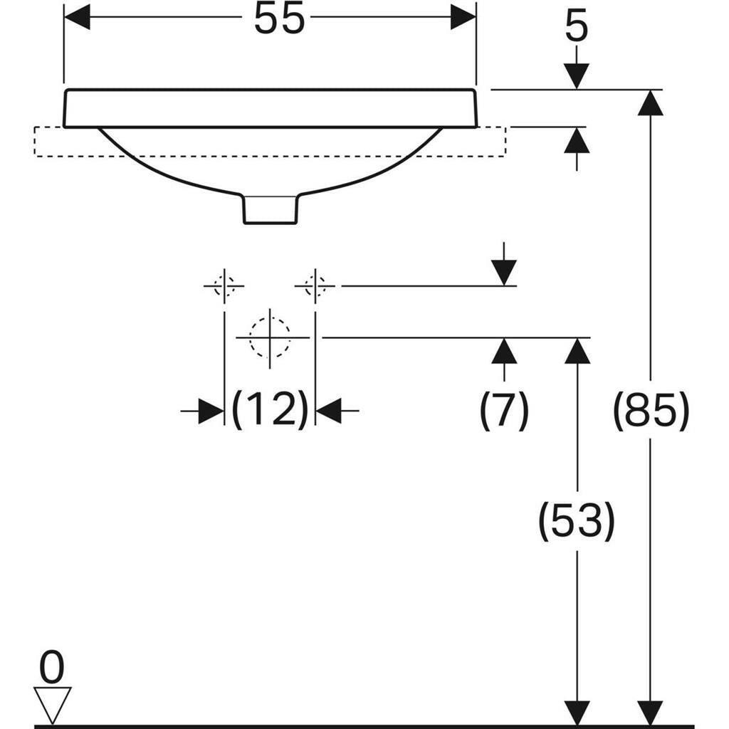 Geberit VariForm beépített mosdó 55x45cm szögletes (500.741.01.2)