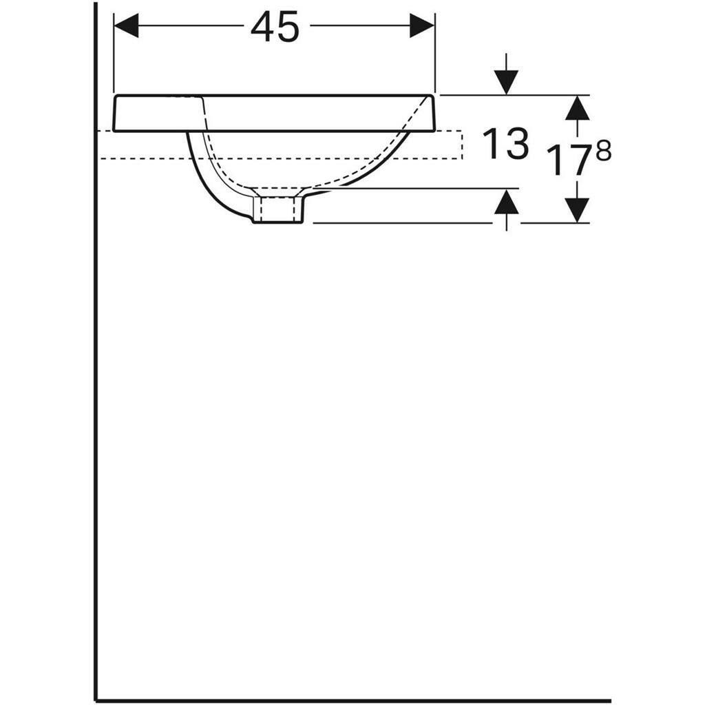 Geberit VariForm beépített mosdó 55x45cm szögletes-3