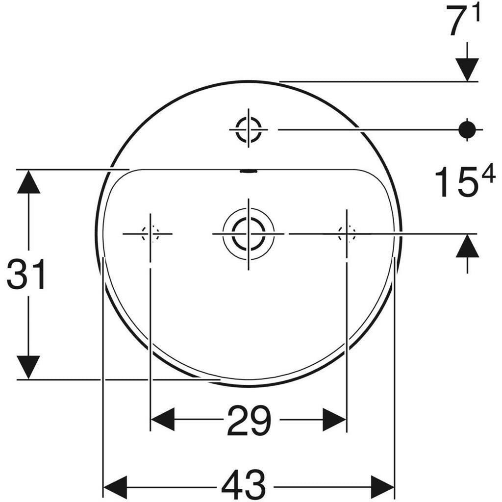 Geberit Variform pultra ültethető mosdó, kerek, túlfolyóval 45cm fehér (500.769.01.2)