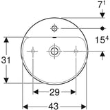 Geberit Variform pultra ültethető mosdó, kerek, túlfolyóval 45cm fehér-1