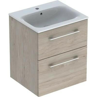 Geberit Selnova Square mosdószekr., keskeny mosdóval, 53.8x50.2, feketedió hickory/Melamin faszerk. (501.235.00.1)