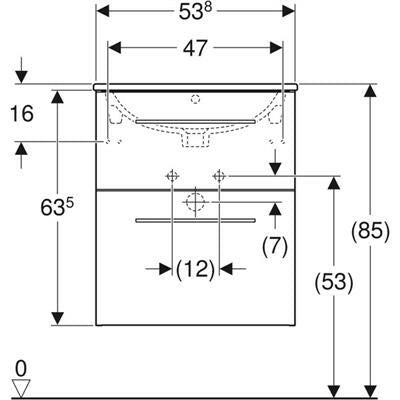Geberit Selnova Square mosdószekr., keskeny mosdóval, 53.8x50.2, feketedió hickory/Melamin faszerk. (501.235.00.1)