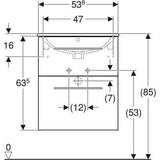 Geberit Selnova Square mosdószekr., keskeny mosdóval, 53.8x50.2, feketedió hickory/Melamin faszerk.-2