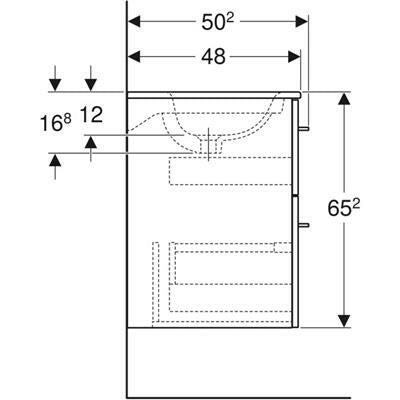 Geberit Selnova Square mosdószekr., keskeny mosdóval, 53.8x50.2, feketedió hickory/Melamin faszerk. (501.235.00.1)