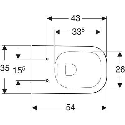 Geberit Selnova Square fali WC, mélyöblítésű, részben zárt forma, Rimfree, 54cm (501.546.01.1)