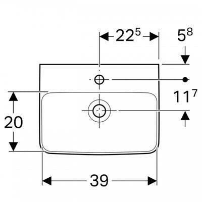 Geberit Selnova Compact kézmosó 45x18x34cm, csaplyuk középen, túlfolyóval-1