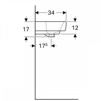 Geberit Selnova Compact kézmosó 45x18x34cm, csaplyuk középen, túlfolyóval-3