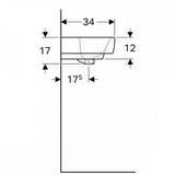 Geberit Selnova Compact kézmosó 45x18x34cm, csaplyuk középen, túlfolyóval-3