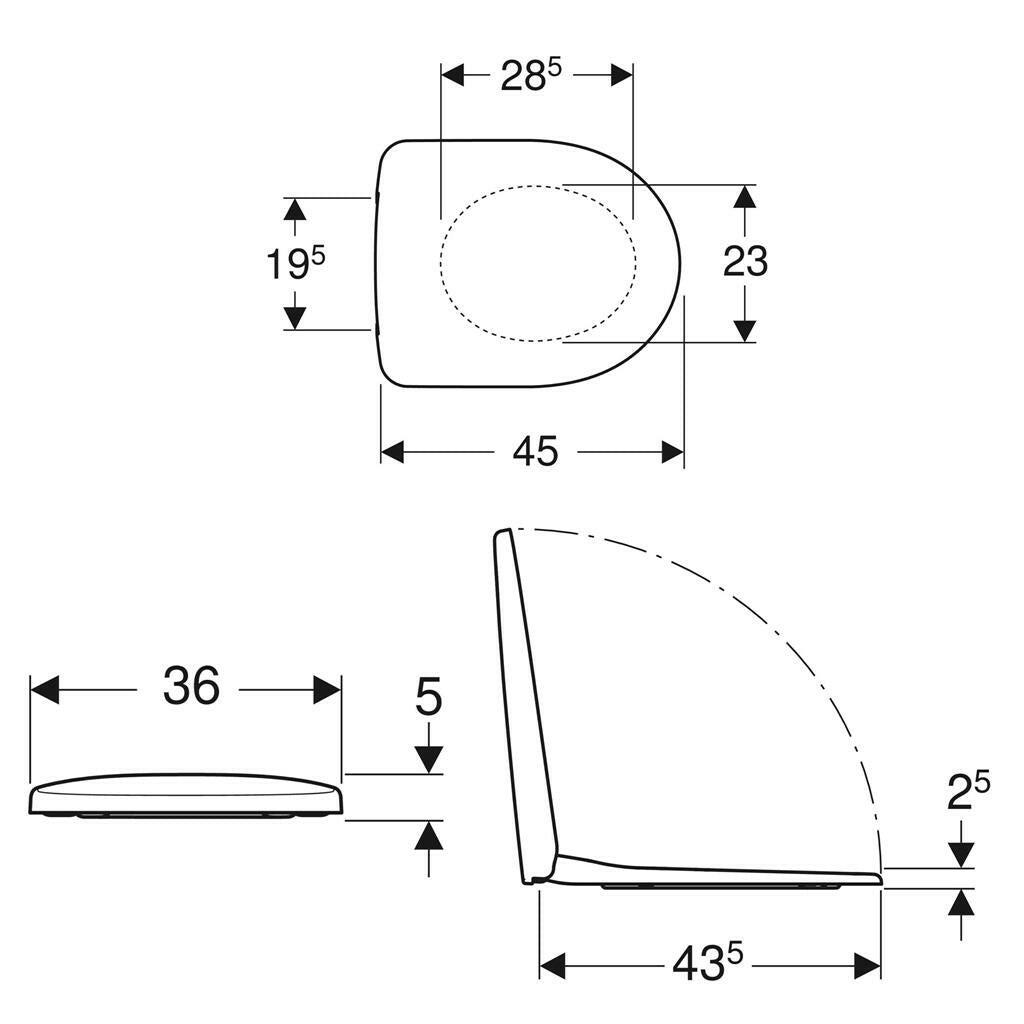 Geberit Selnova Compact WC tető, rozsdamentes acél zsanér-2