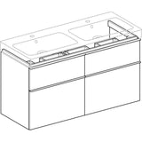 Geberit iCon alsó szekrény dupla mosdóhoz, négy fiókkal, 119x62x47,7, melaminos faszerkezetes tölgy-1