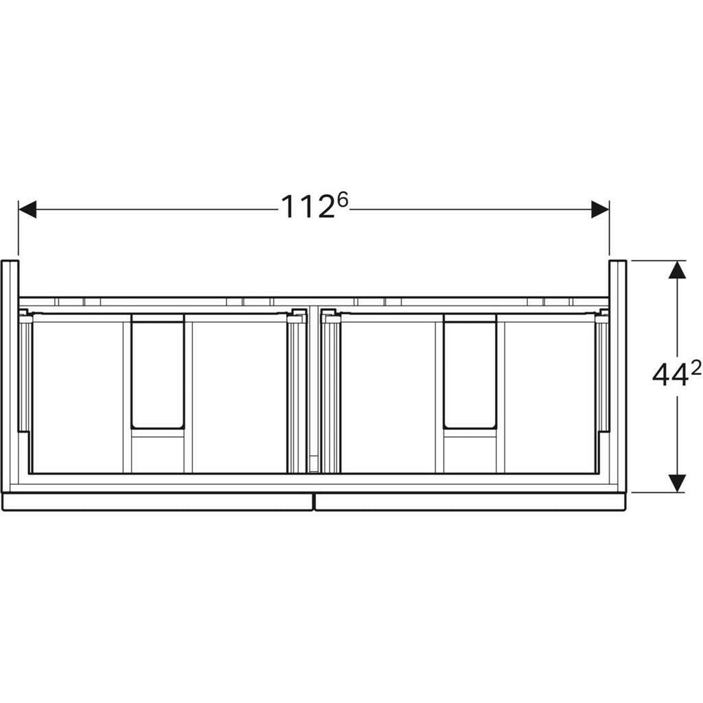 Geberit iCon alsó szekrény dupla mosdóhoz, négy fiókkal, 119x62x47,7, melaminos faszerkezetes tölgy-2