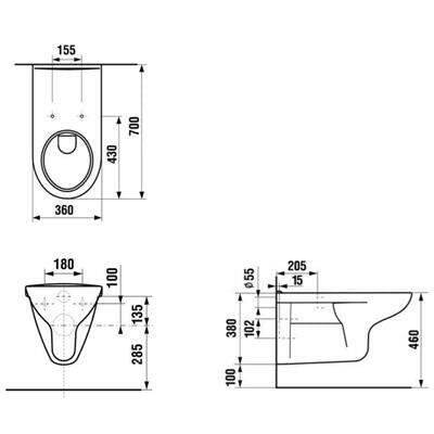 Mozgássérült WC csésze fali mély 70 cm zárt (5112)