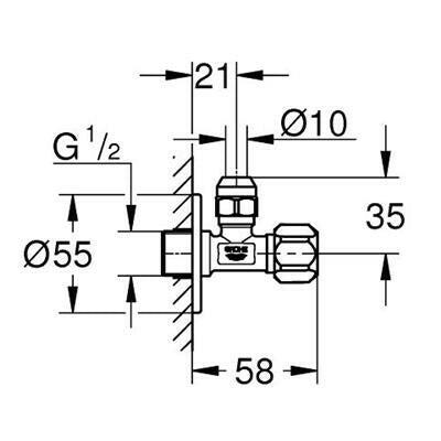 Grohe sarokszelep 1/2" - 3/8" (2201800M)