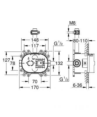 Grohe Rainshower 360 beépítő szett fejzuhanyhoz (26264001)