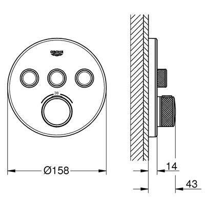 Grohe Grohtherm SmartControl 3 felhasználási helyhez köralakú színkészlet, fehér (29904LS0)