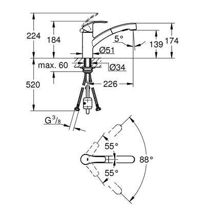 Grohe Eurosmart álló mosogató csaptelep kihúzható fejes - kifutó-4