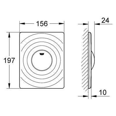 Grohe Surf nyomólap, egymennyiséges, mattkróm, álló v. fekvő (38574000)-3