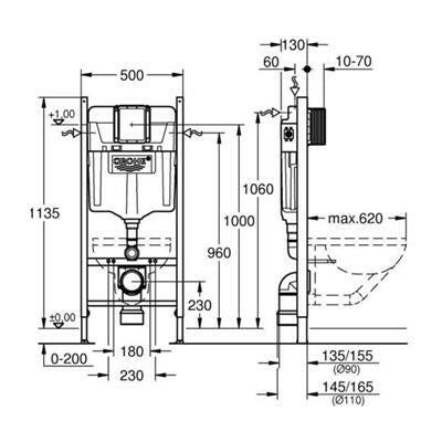 Grohe Rapid SL falsík alatti WC - tartály ajándék króm nyomólappal 1,13 m, 2in1 (38763001)