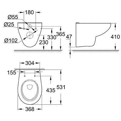 Grohe Bau Ceramic fali WC, mélyöblítésű rimmless (39427000)
