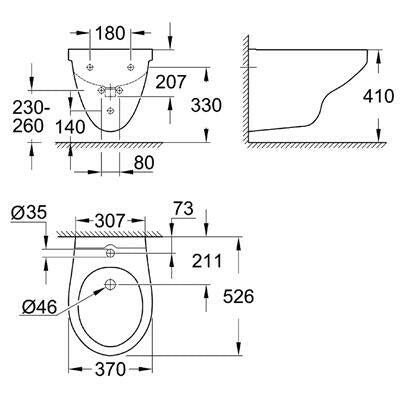 Grohe Bau Ceramic függesztett bidé (39433000)