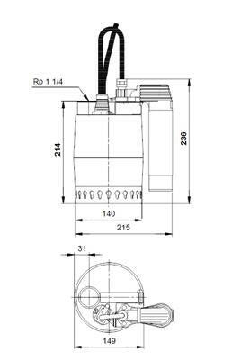 GRUNDFOS szivattyú KP 150 - AV1 220V 3fm kábel (011H1400)