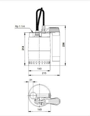 GRUNDFOS szivattyú KP 150 - AV1 220V 10fm kábel (011H1900)