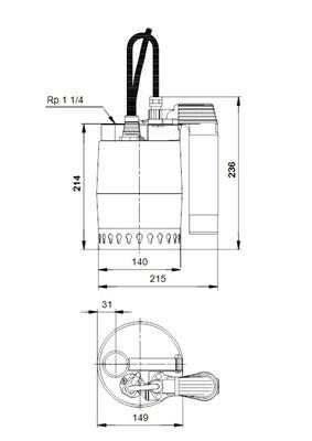 GRUNDFOS szivattyú KP 250 - AV1 220V 3m (012H1400)