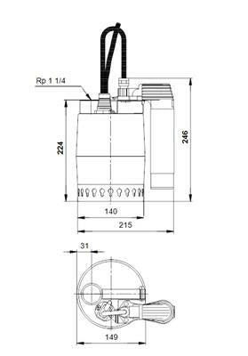 GRUNDFOS szivattyú KP 350 - AV1 220V 3m (013N1400)