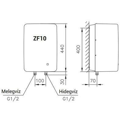 Hajdu ZF10 elektromos vízmelegítő, felső elhelyezésű (2111211811)