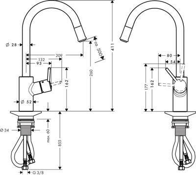Hansgrohe Talis S2 mosogató csaptelep kihúzható kifolyóval (14872000)