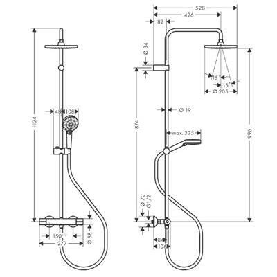 Hansgrohe Vernis Blend Showerpipe 200, 1 jet, termosztáttal, matt fekete-1