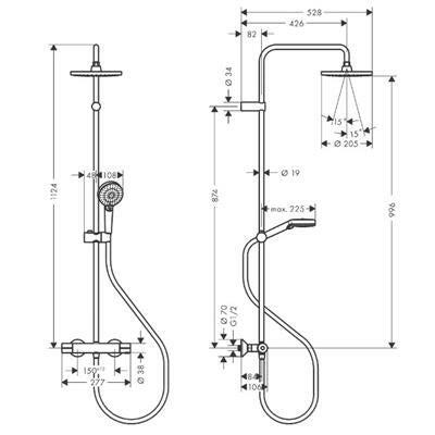 Hansgrohe Vernis Blend Showerpipe 200, 1 jet, termosztáttal, matt fekete (26276670)