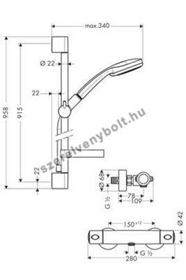 Hansgrohe Croma 100 Multi kézizuhany + Ecostat 1001SL 90 szett (27085000)