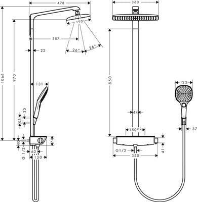 Hansgrohe Raindance Select E Showerpipe 360 1jet fehér/króm (27112400)