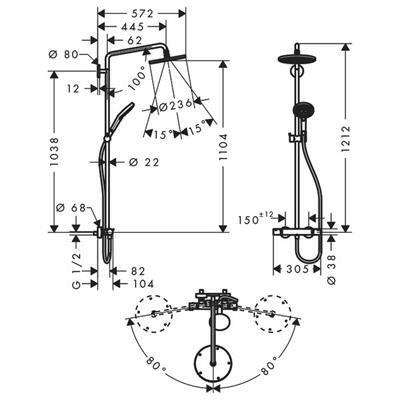 Hansgrohe Raindance Select S Showerpipe 240 1jet EcoSmart (27116000)