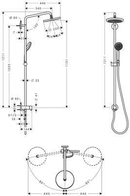 Hansgrohe Croma 220 Showerpipe Air 1jet Reno kar: 400 mm (27224000)