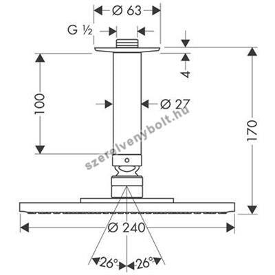 Hansgrohe Raindance S 240 Air 1jet fejzuhany mennyezeti csatlakozóval (27477000)