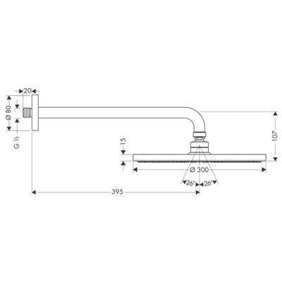 Hansgrohe Raindance S 300 Air 1jet fejzuhany kar: 390 mm (27493000)