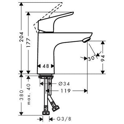 Hansgrohe Focus mosdó csaptelep 100 leeresztő nélkül ( 31517000 )