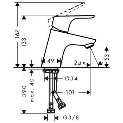 Hansgrohe Focus mosdó csaptelep 70 Push - Open ( 31604000 )
