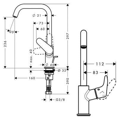 Hansgrohe Focus mosdó csaptelep 240 mm kifolyó, forgatható (31609000)