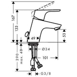 Hansgrohe Focus egykaros mosdócsaptelep 70 láncos leeresztő-1